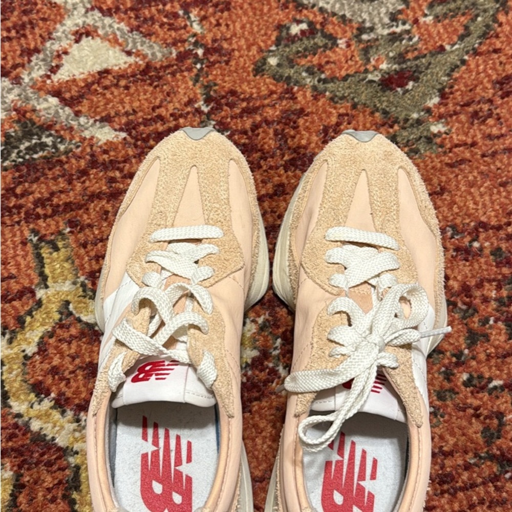 New Balance Peach and White Athletic Shoes
